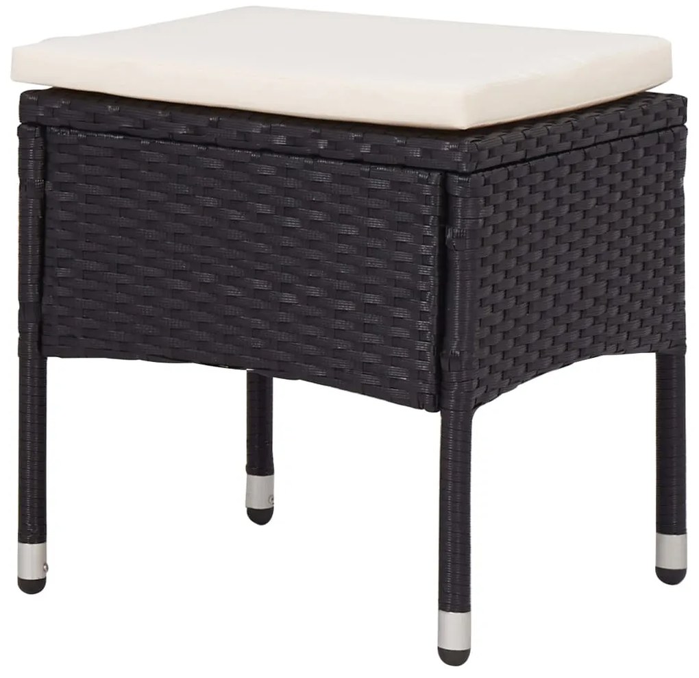 5 pcs conjunto jantar p/ exterior vime PE e vidro preto
