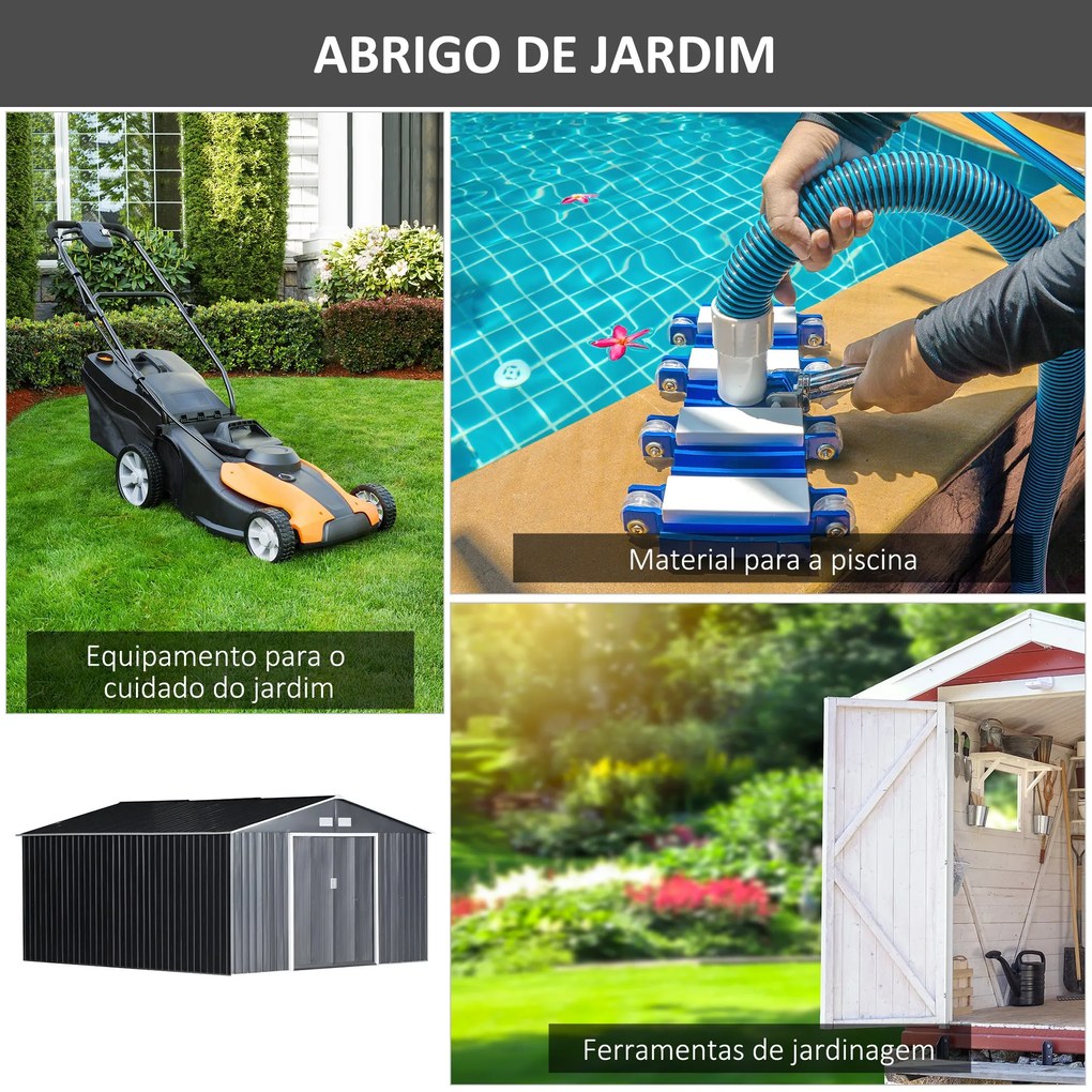 Outsunny Abrigo de Jardim Metálico 340x386x200cm Abrigo de Exterior pa