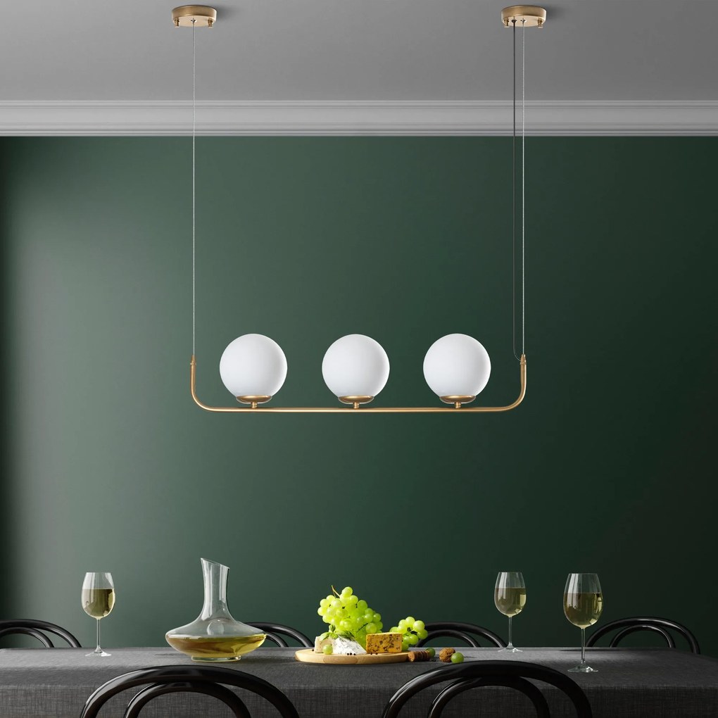Chandelier Faruk – Dourado – Diâmetro de Cap 15 cm (3 Peças), Comprime