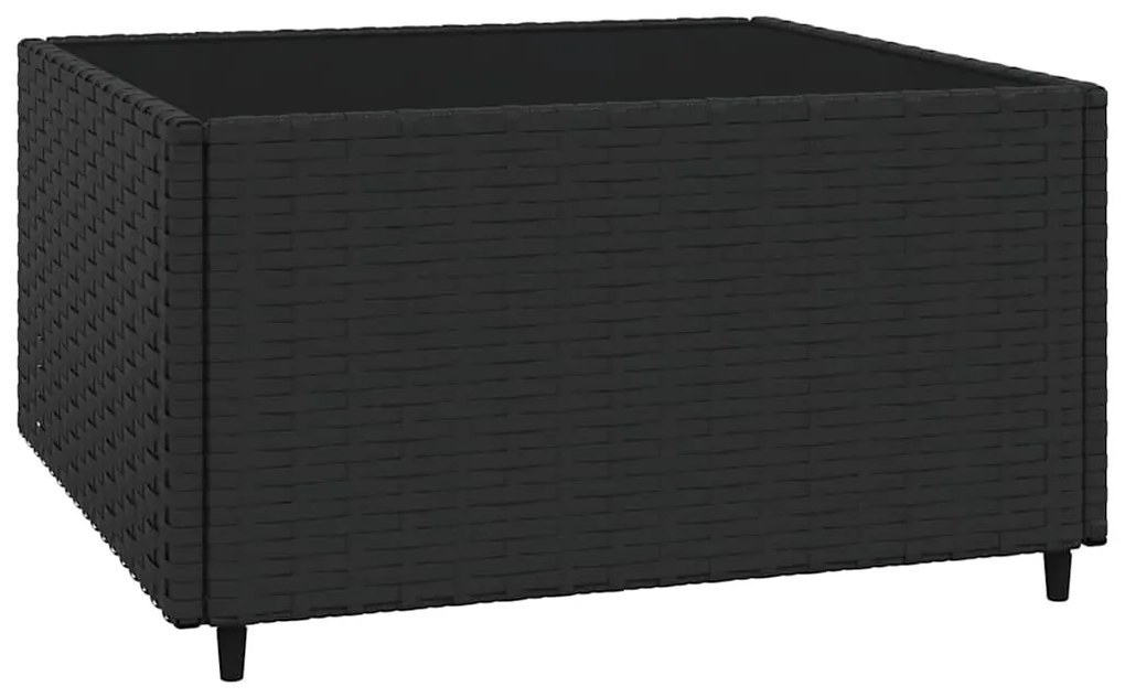 3 pcs conjunto lounge de jardim c/ almofadões vime PE preto