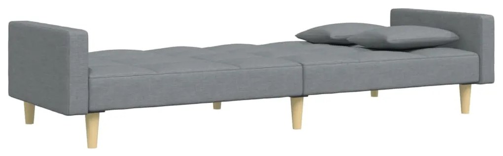 Sofá-cama de 2 lugares c/ apoio de pés tecido cinzento-claro