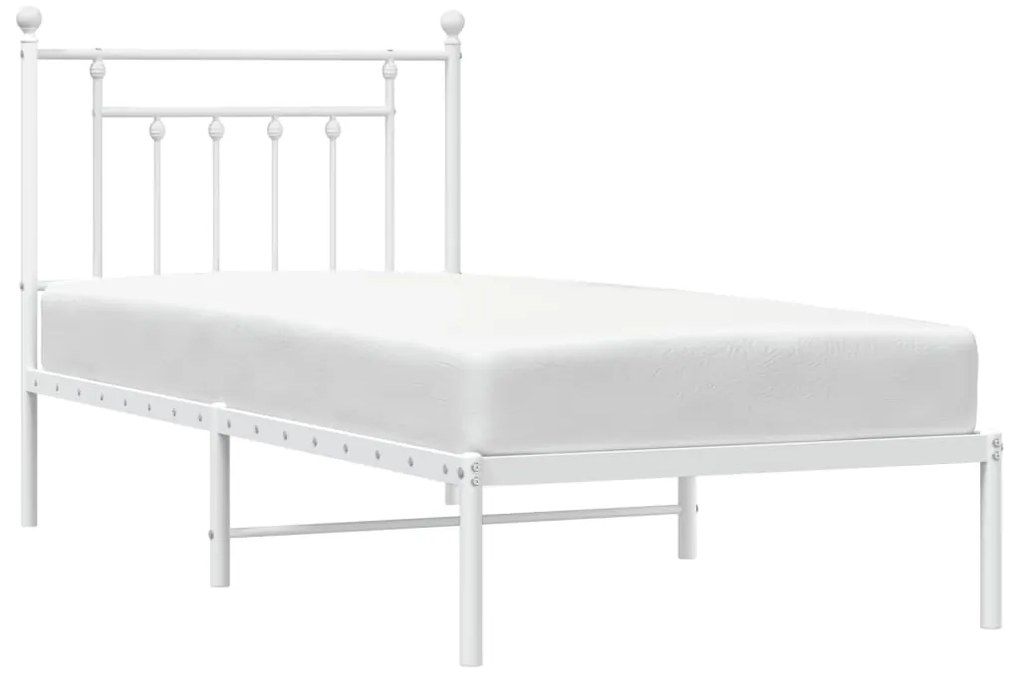 Estrutura de cama com cabeceira 90x200 cm metal branco