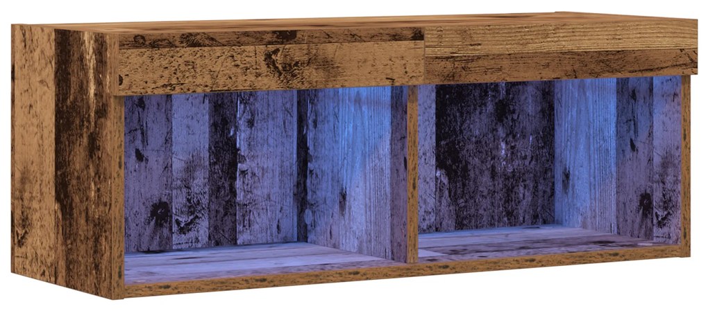 Armário de TV vidaXL com Luzes LED Madeira Antiga 80x30x30 cm