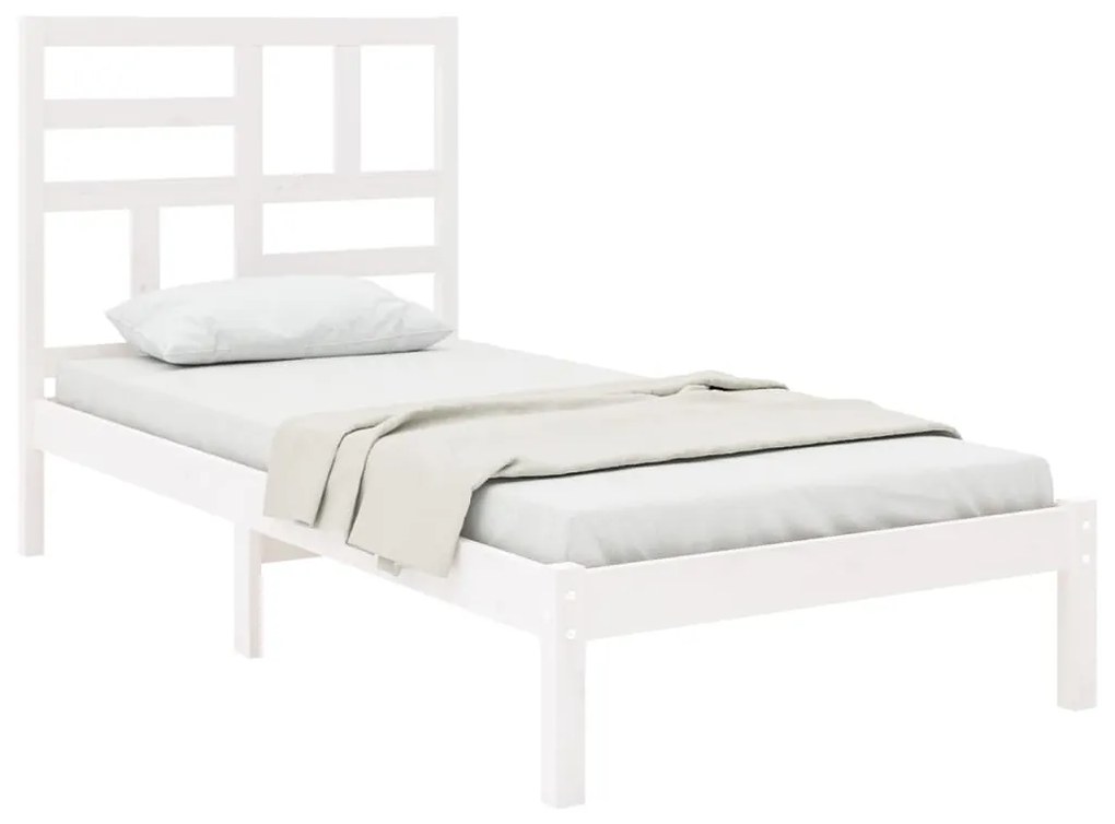 Estrutura de cama 100x200 cm madeira maciça branco