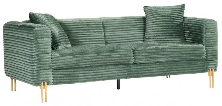 Sofá LARIOS, 3 lugares, 208 x 84 x 71 cm tecido corduroy verde light