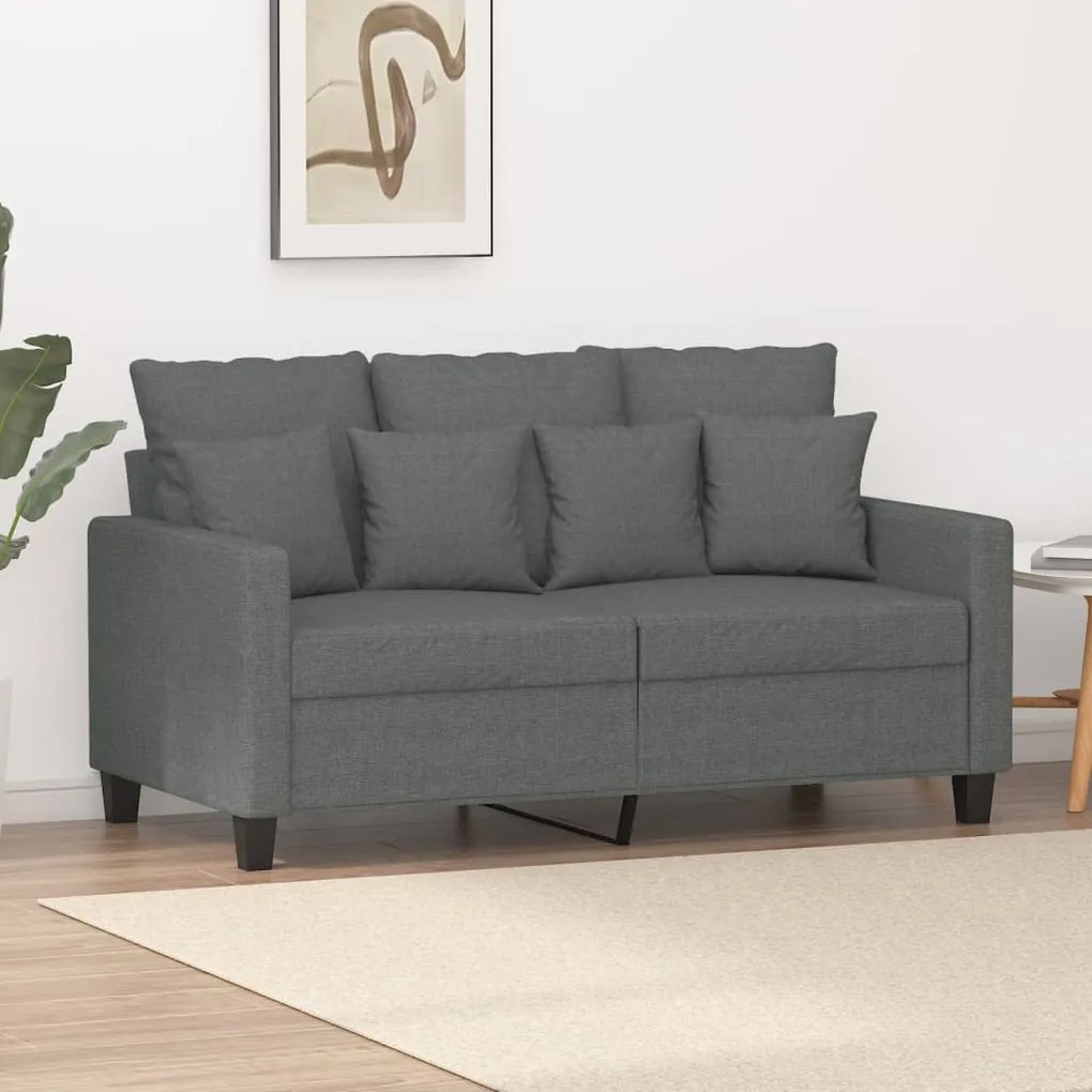vidaXL Sofá de 2 lugares em tecido 120 cm cinzento-escuro