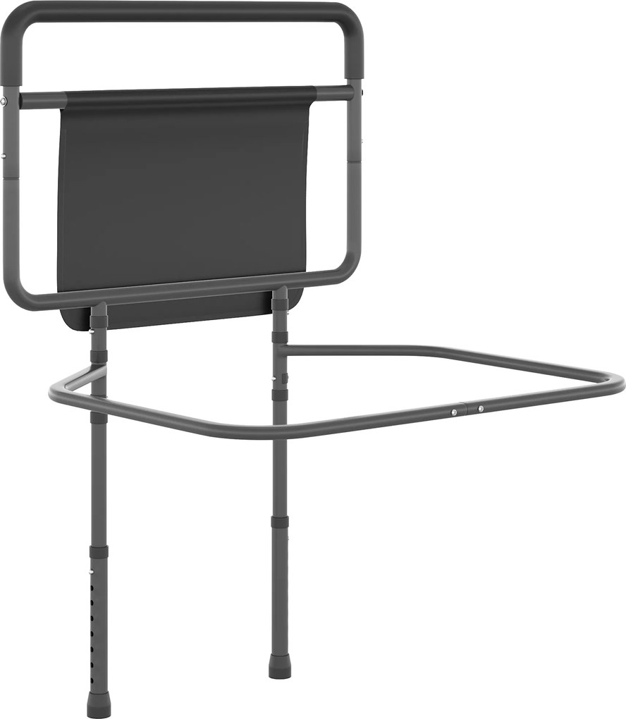 HOMCOM Grade Cama Adultos Guarda Segurança Altura Ajustável Bolso Armazenamento Cinza 71x61x86-104 cm Proteção Dormir | Aosom Portugal