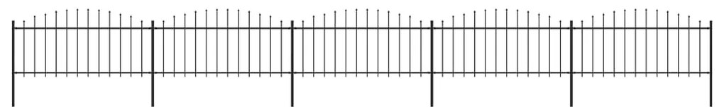 Cerca de jardim com topo em lanças (0,5-0,75)x8,5 m aço preto