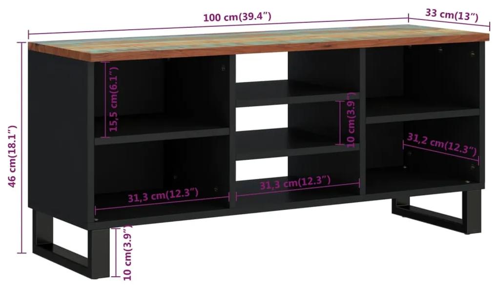 Móvel de TV 100x33x46 cm acácia maciça/derivados madeira