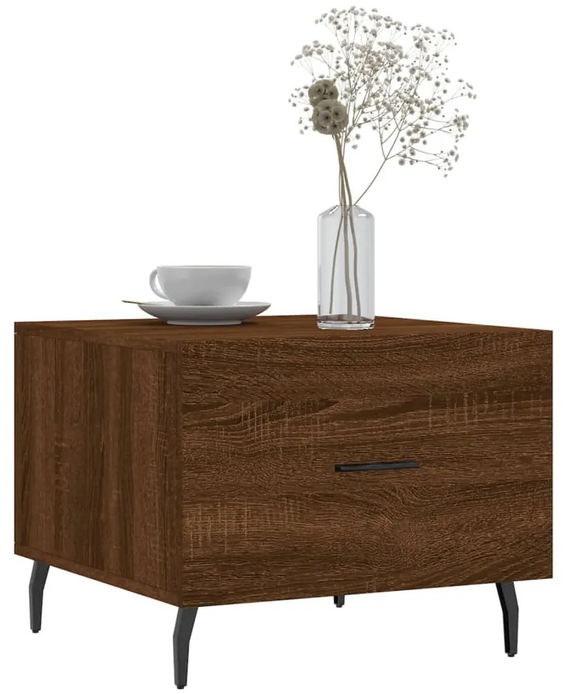 Mesa centro 2 pcs 50x50x40 cm madeira proc. carvalho castanho