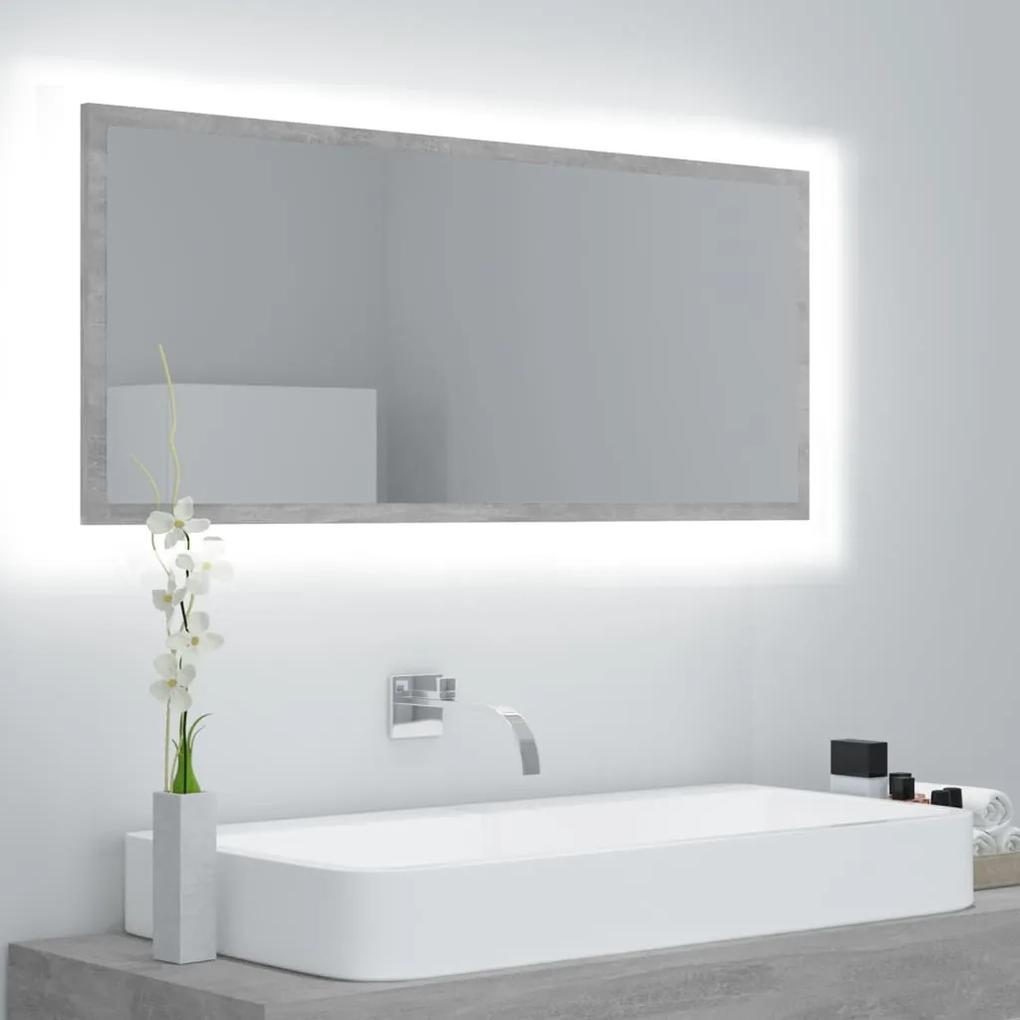 804944 vidaXL Espelho casa de banho c/LED 100x8,5x37cm acrílico cinza cimento