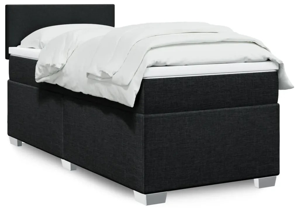 vidaXL Cama com molas/colchão 80x200 cm tecido preto