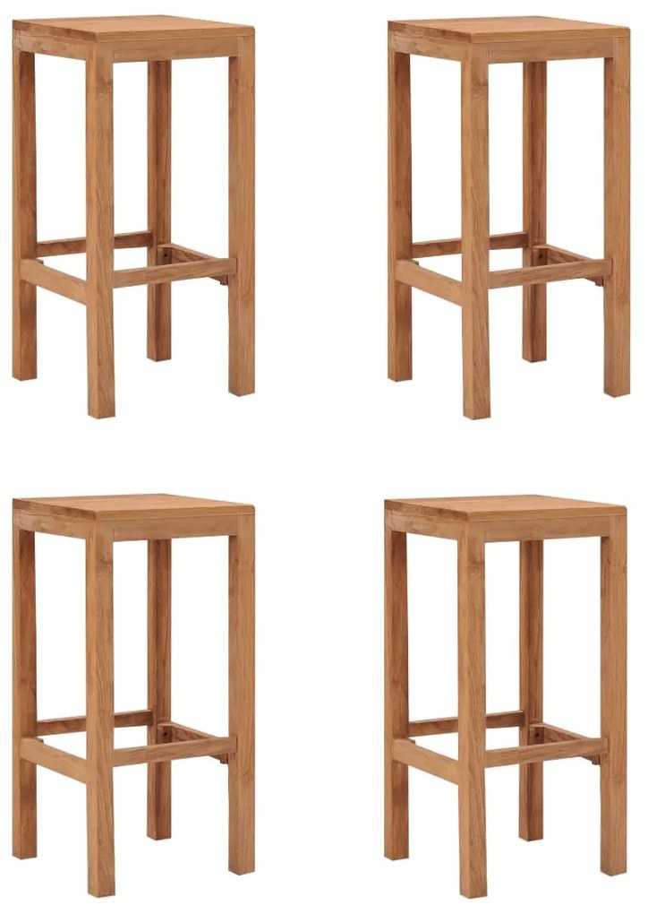 vidaXL Bancos de bar 4 pcs madeira de teca maciça