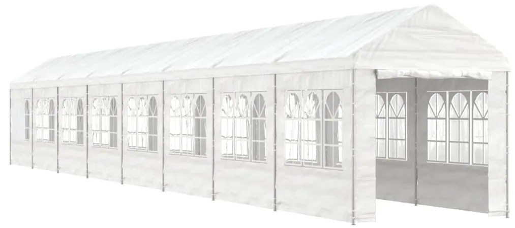 Gazebo com telhado 17,84x2,28x2,69 m polietileno branco