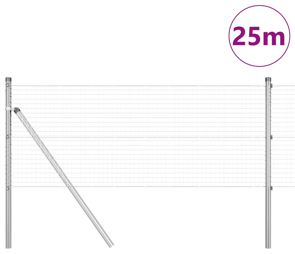 Conjunto de Poste de Cerca Conjunto de 2 Aço galvanizado 25 x 0,5 m