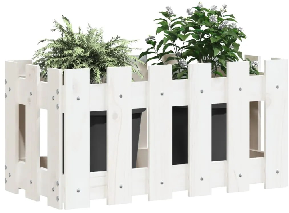 Vaso de jardim c/ design cerca 60x30x30 cm pinho maciço branco