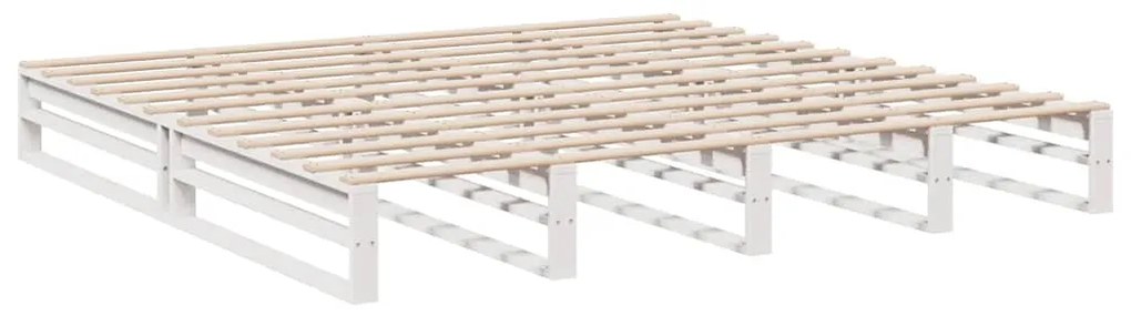 Cama com estante sem colchão 180x200 cm pinho maciço branco