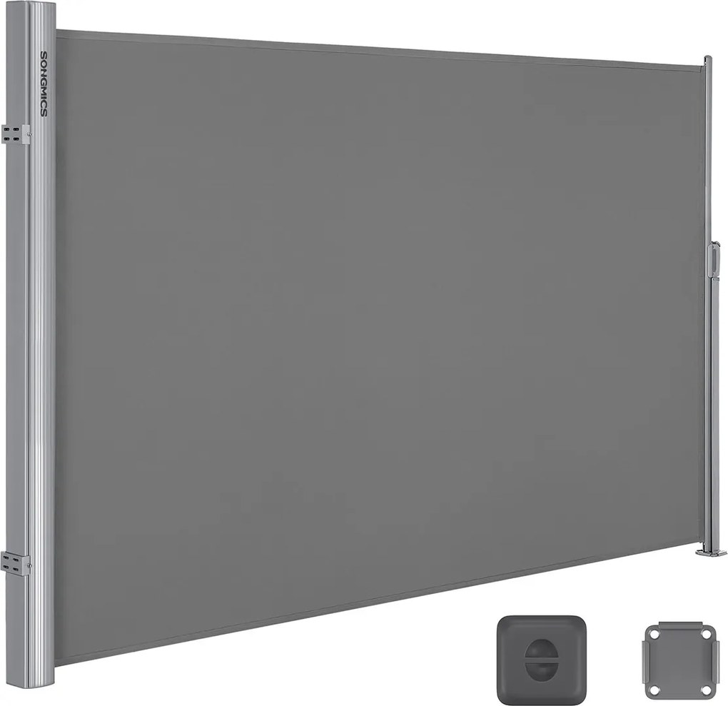 Toldo lateral 180 x 350 cm extensível cinzento