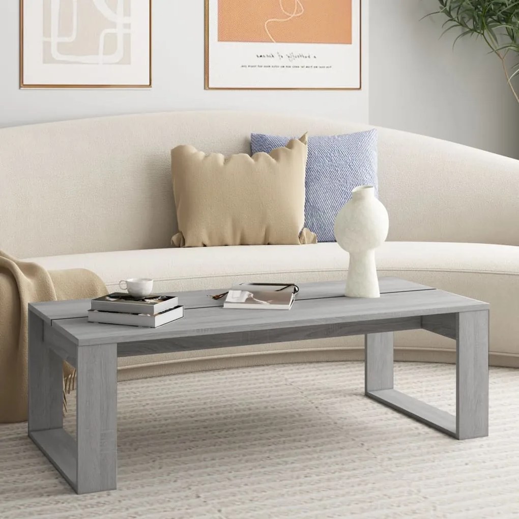 vidaXL Mesa de centro 110x50x35 cm derivados de madeira cinza sonoma