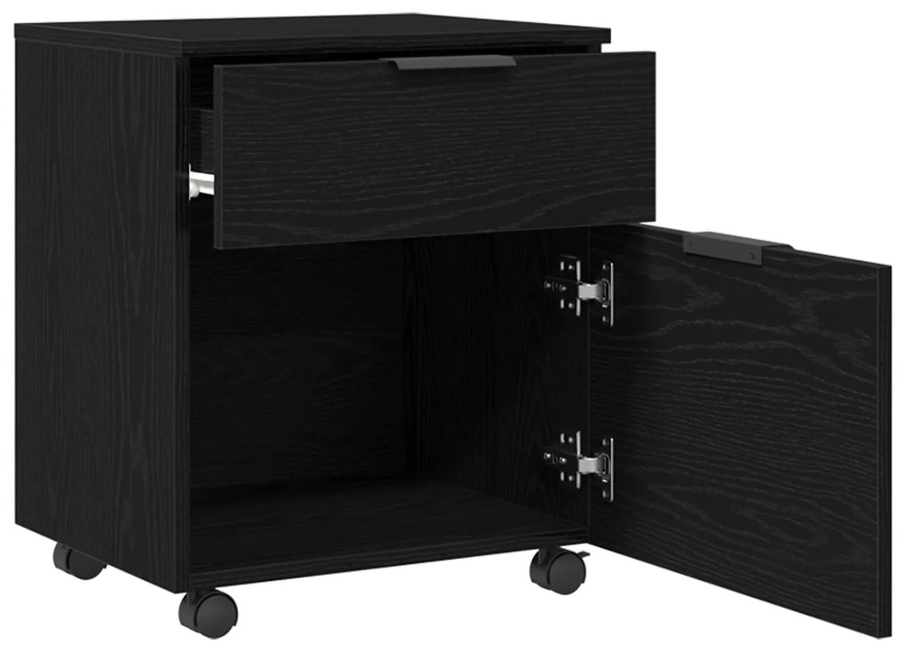 Gabinete Móvel vidaXL com Rodas Carvalho Preto 45x38x54 cm