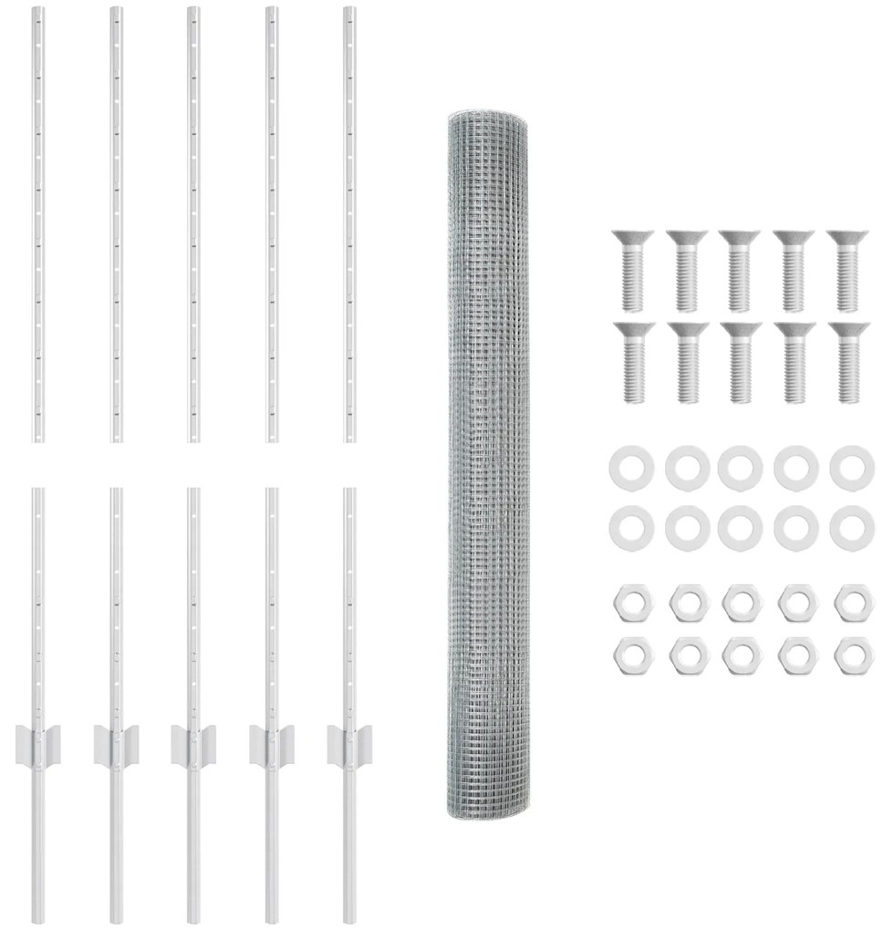 Conjunto de Cerca para Jardim Conjunto de 2 Aço Galvanizado
