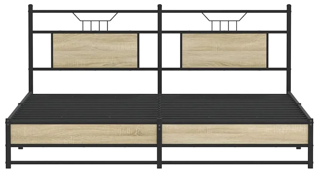 Estrutura de cama sem colchão 183x213cm metal carvalho sonoma