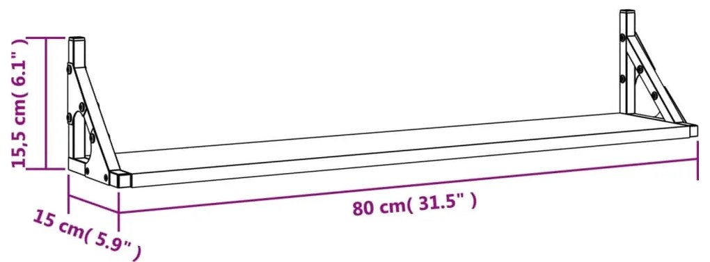 Prateleiras de parede 2pcs derivados de madeira carvalho sonoma