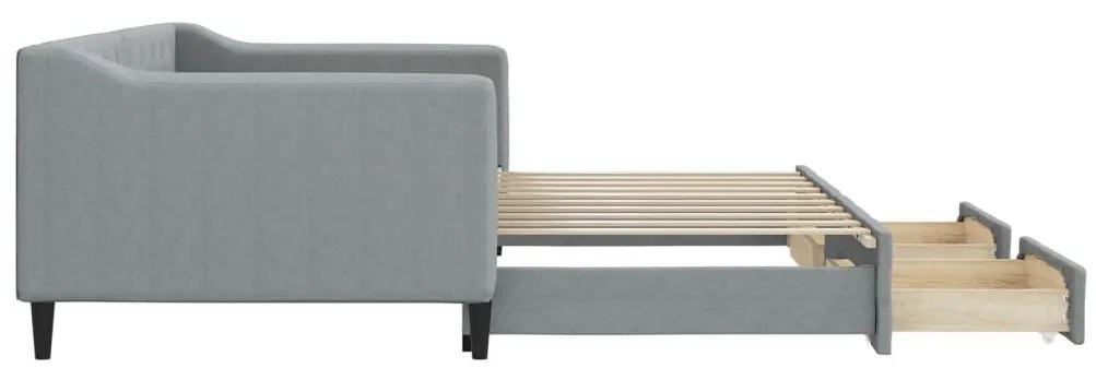 Sofá-cama c/ gavetão e gavetas 90x190 cm tecido cinzento-claro