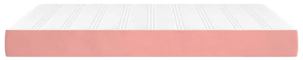 Colchão de molas ensacadas 140x220x20 cm veludo rosa