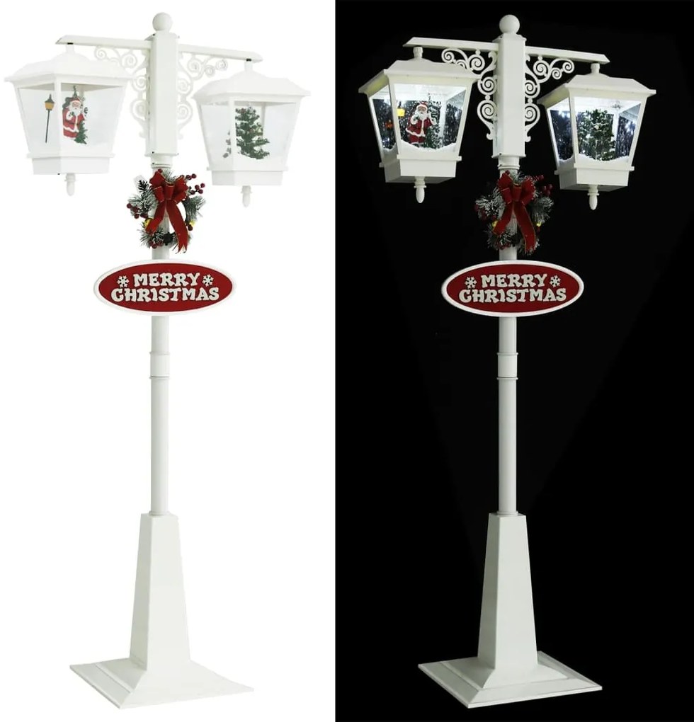 Candeeiro de rua c/ Pai Natal 81x40x188cm PVC branco e vermelho