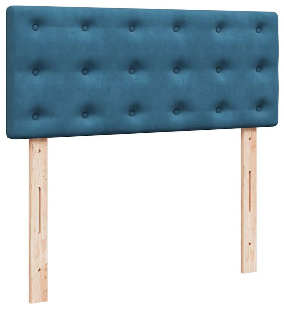 Cama boxspring com colchão 120x190 cm veludo azul