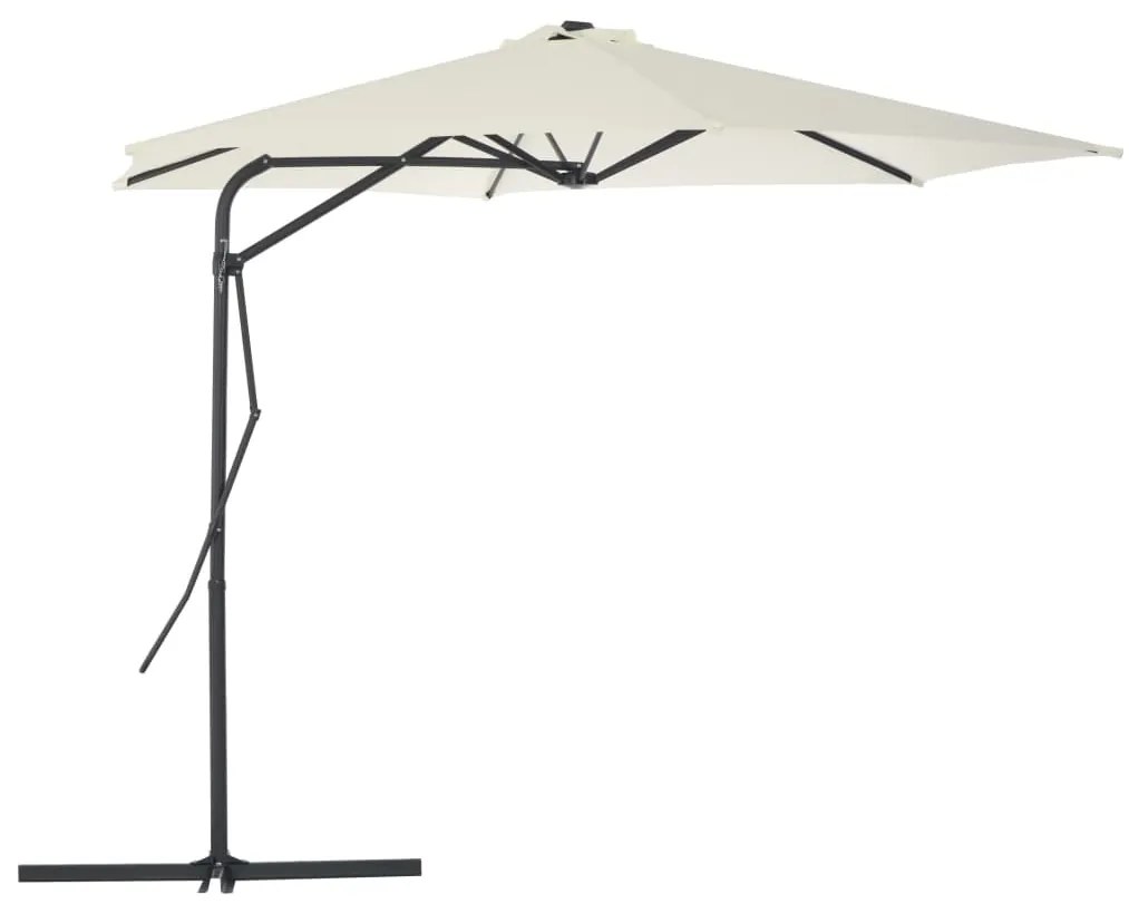 44886 vidaXL Guarda-sol de exterior com poste de aço 300 cm cor areia