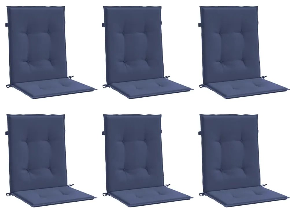 Almofadões p/ cadeira de encosto baixo 6pcs tecido azul-marinho