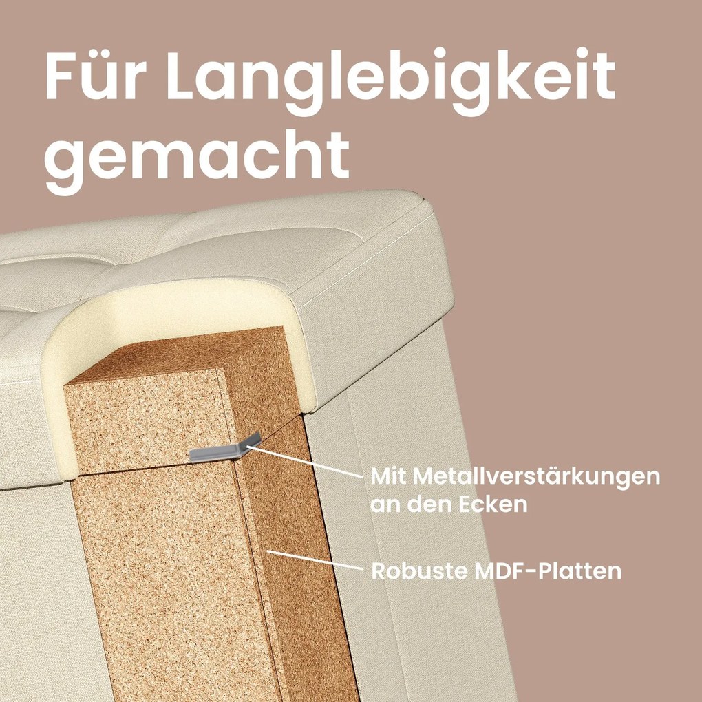 Banco com espaço de arrumação 38 x 38 x 40 cm branco creme