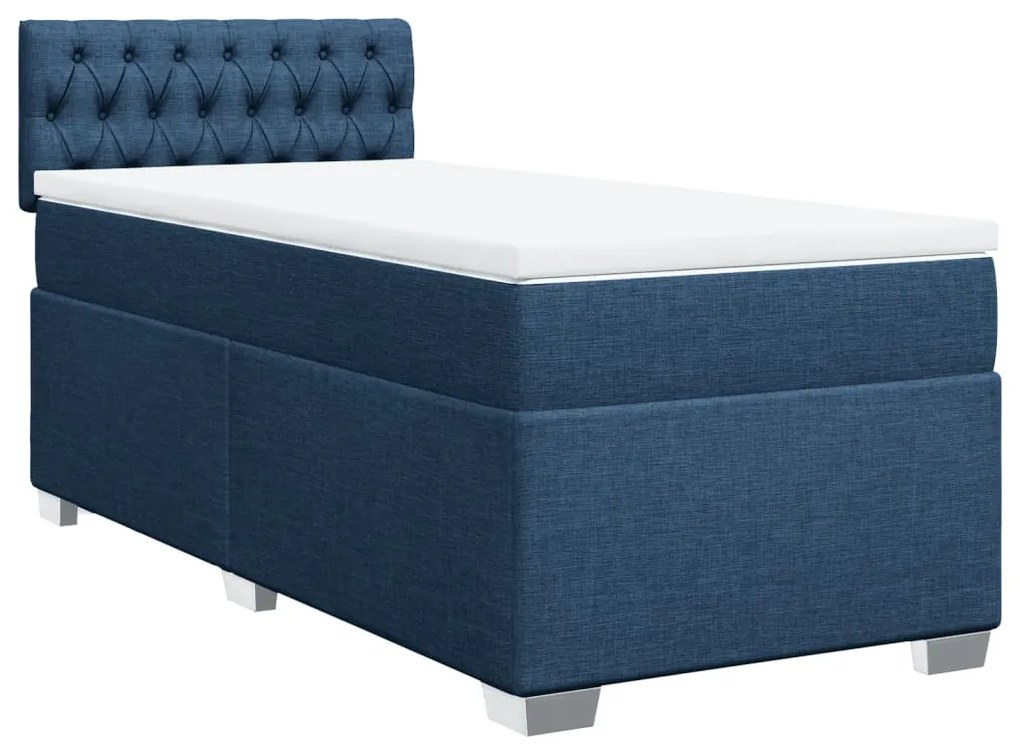 Cama com molas/colchão 90x190 cm tecido azul