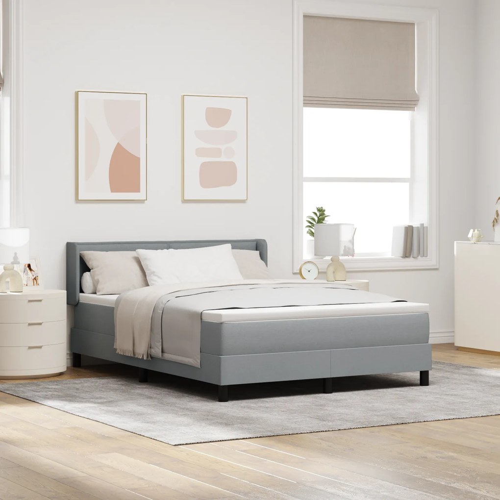 vidaXL Cama Box Spring da com Colchão – Cinza Claro, 160 x 200 cm – Tecido