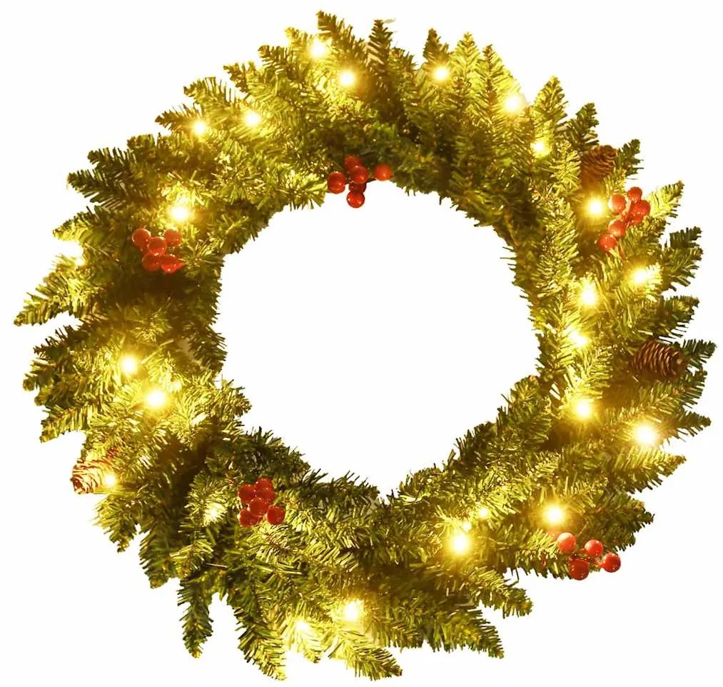 Árvores Natal artificiais 2pcs c/ coroa de Natal/grinalda/LEDs