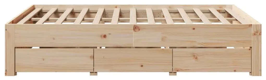 Cama sem colchão com gavetas 140x200 cm madeira de pinho maciça