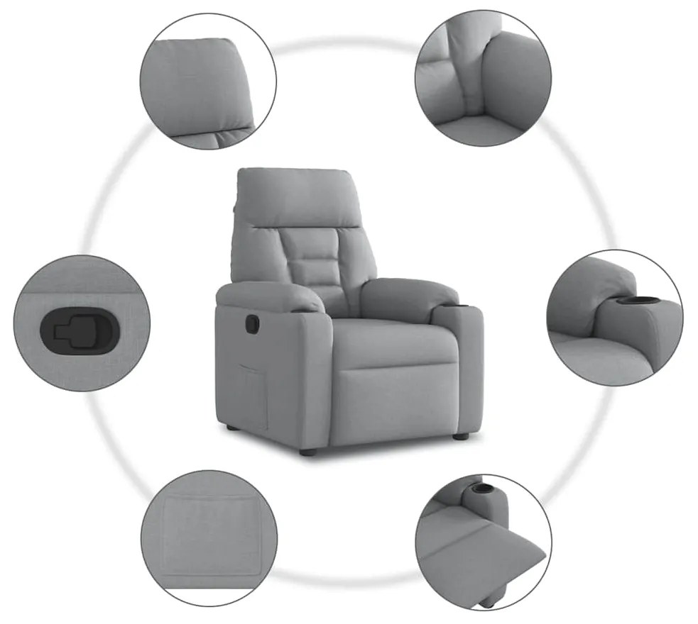 Poltrona reclinável tecido cinzento-claro