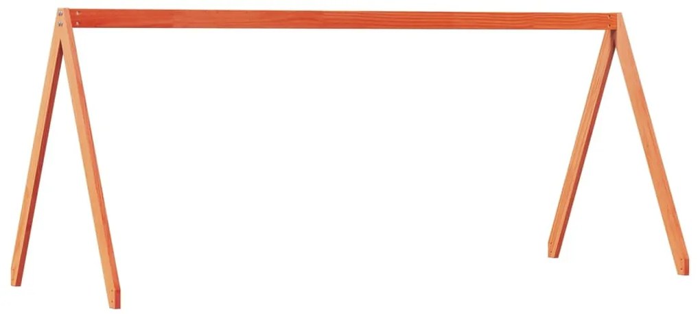 Cama alta com telhado 90x190 cm pinho maciço castanho-mel