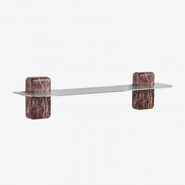 Pack De 2 Prateleiras De Parede Em Aço Inoxidável Serbian ↔︎ 80 Cm & Mármore Vermelho Cherry Gold - Sklum