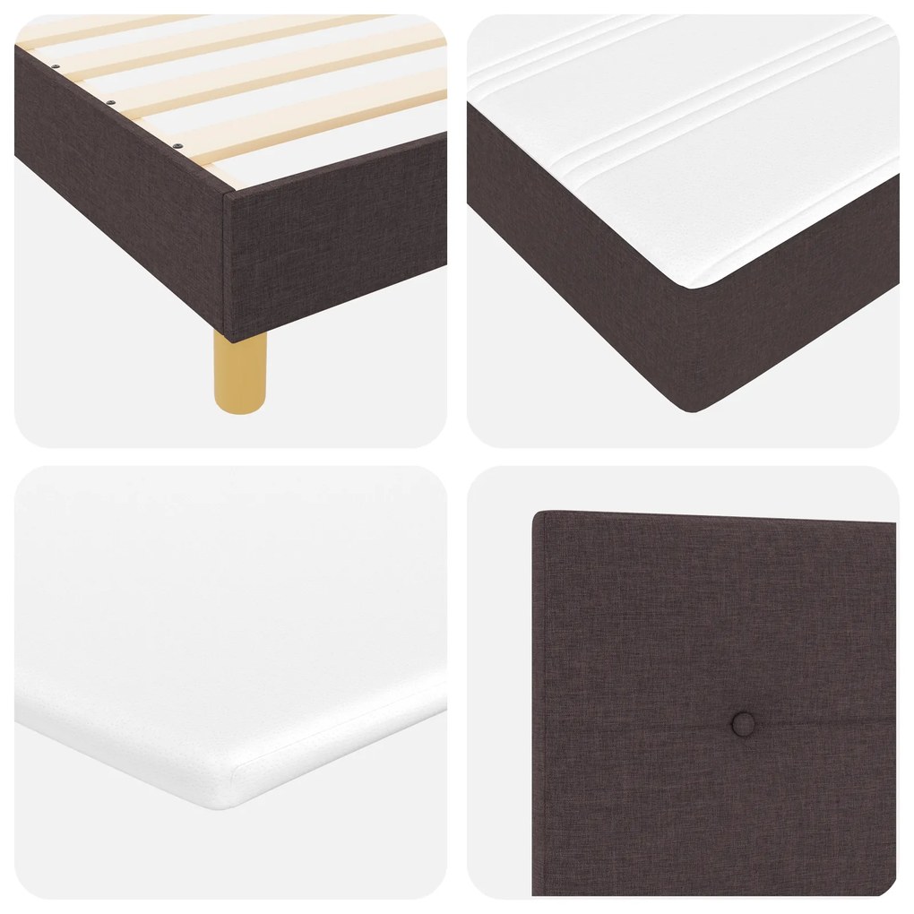 Cama Box Spring com Colchão Castanho 140x200 cm Tecido