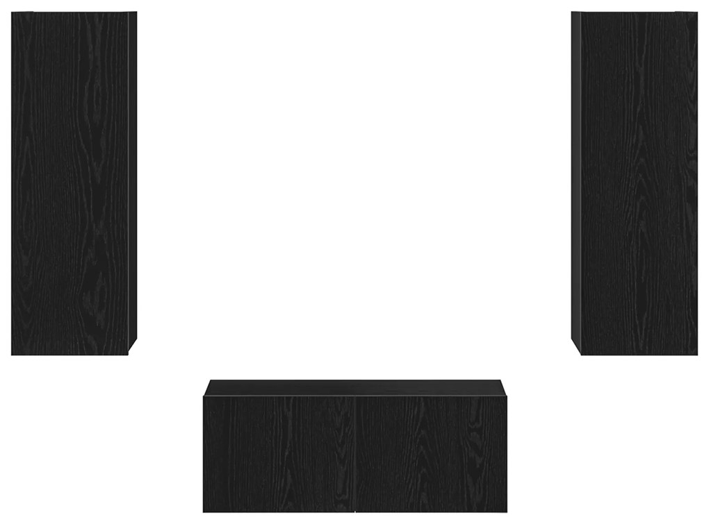 Conjunto de Estante para TV vidaXL de 4 Peças Carvalho Preto Madeira E