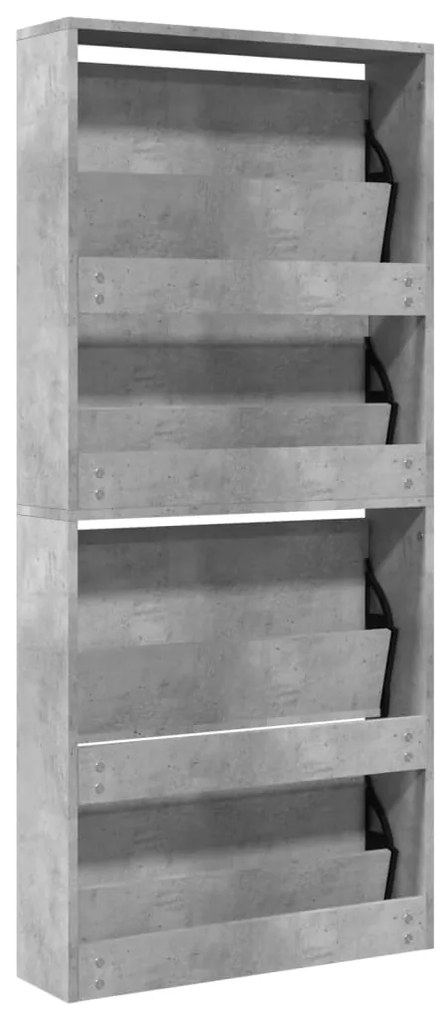 Sapateira c/ espelho 4 divisórias 63x17x134 cm cinza cimento