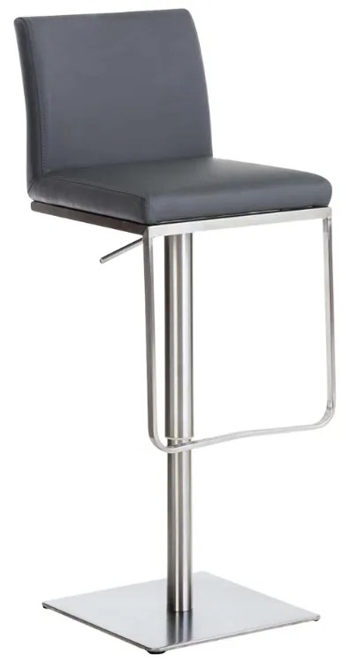 Banco de bar Panama em couro sintético 42 x 86-109 x 44 cm Cinzento