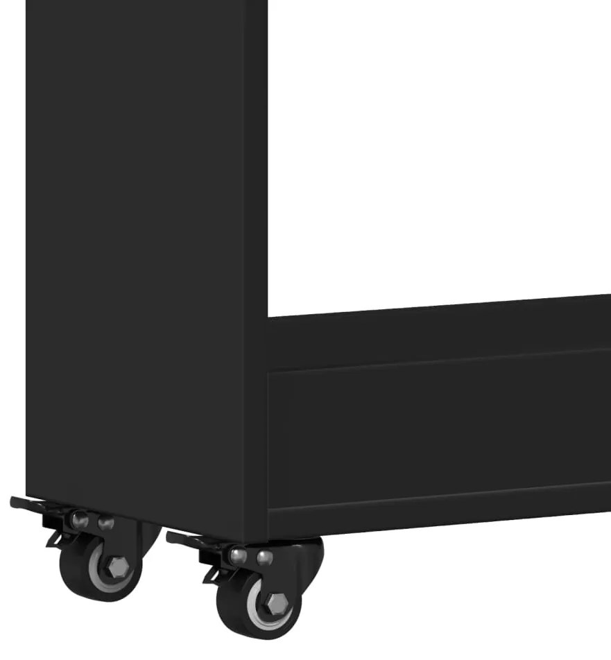 Armário com rodas 60x22x79 cm derivados de madeira preto