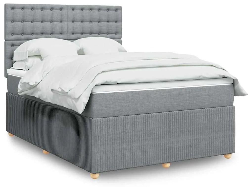 vidaXL Cama com molas/colchão 160x200 cm tecido cinzento-claro
