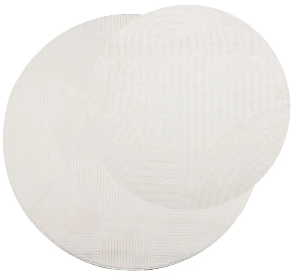 Tapete de pelo curto IZA visual escandinavo Ø 100 cm cor creme