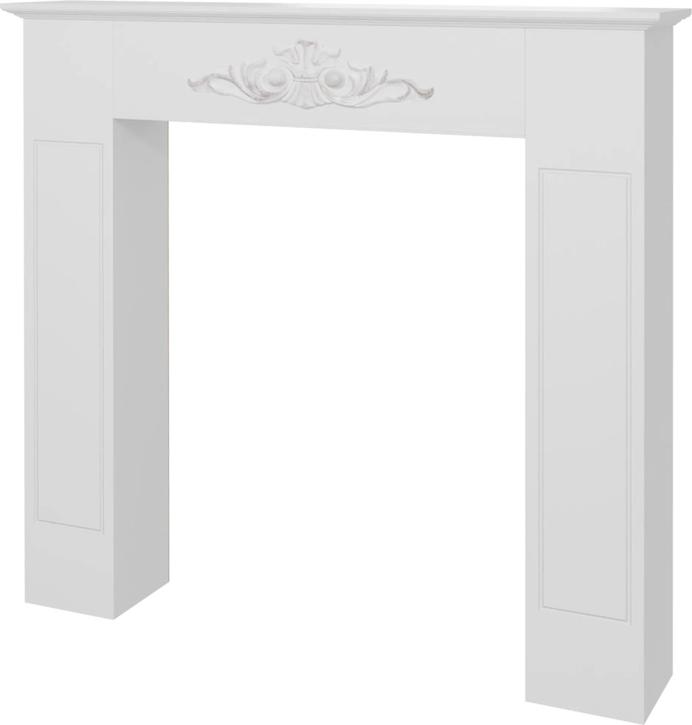 Moldura decorativa 101 x 19 x 100 cm para lareira elétrica (NÃO INCLUIDA), em madeira branca