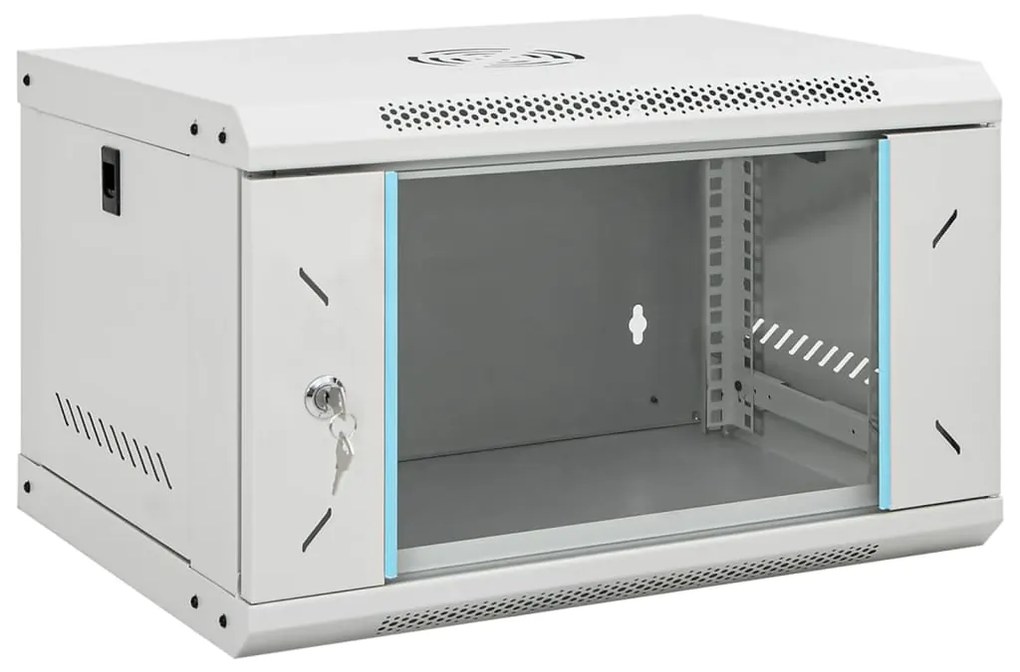vidaXL Armário de rede de parede 6U 19" IP20 53x40x30 cm